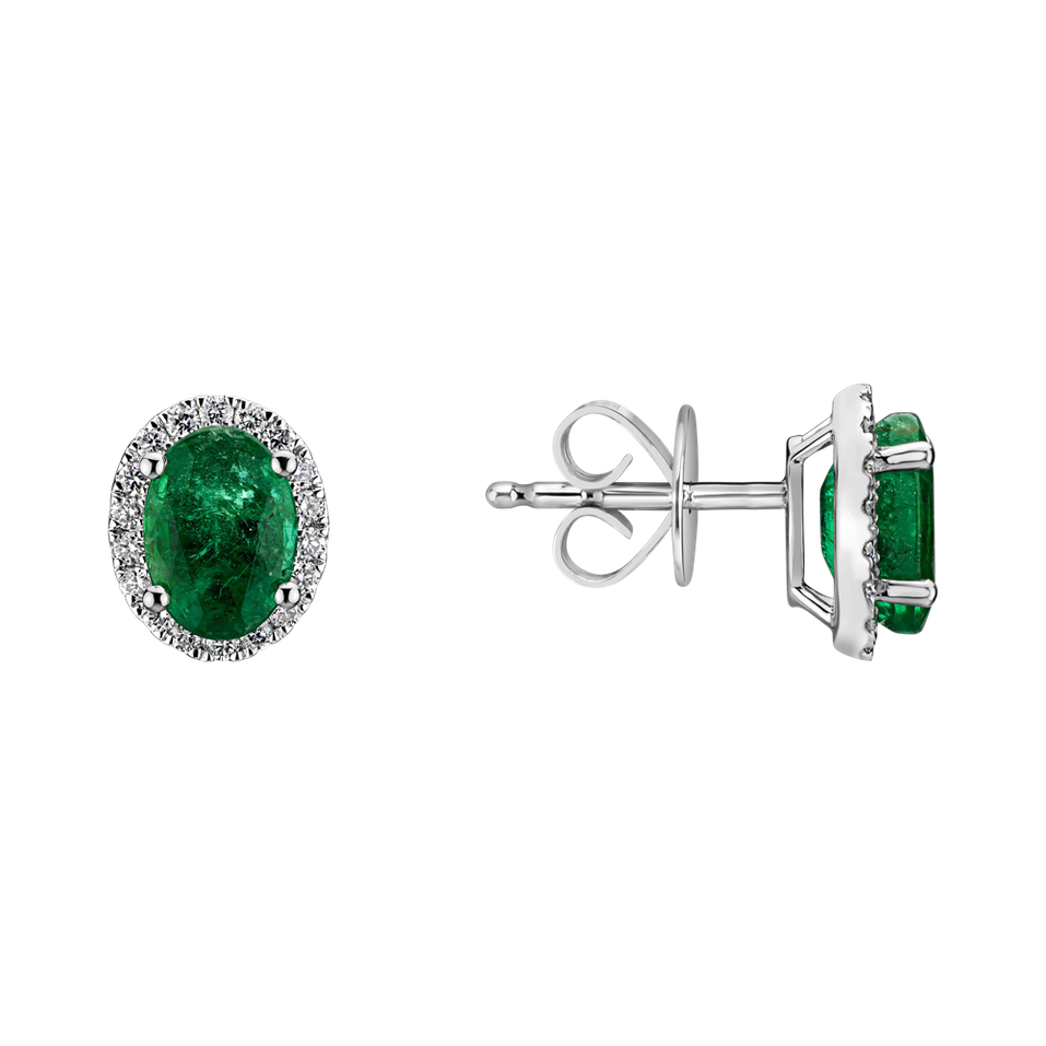 Diamond earrings with Emerald Imperial Allegory