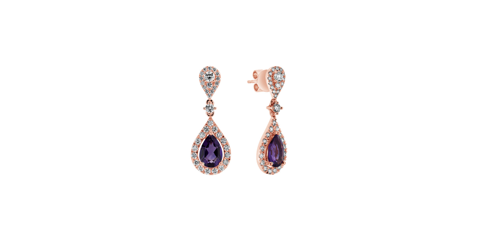 Diamond earrings with Amethyst Lavish Feeling