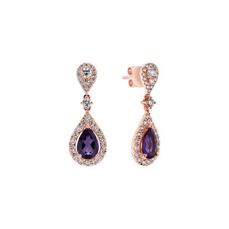 Diamond earrings with Amethyst Lavish Feeling