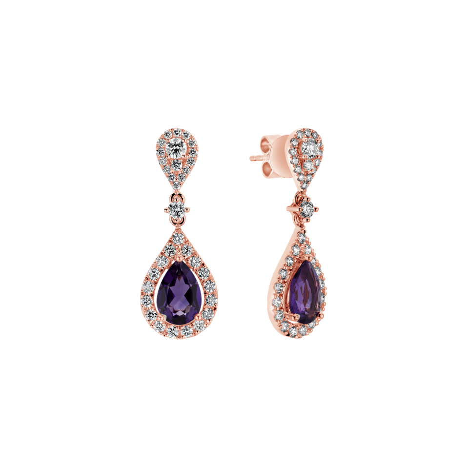 Diamond earrings with Amethyst Lavish Feeling