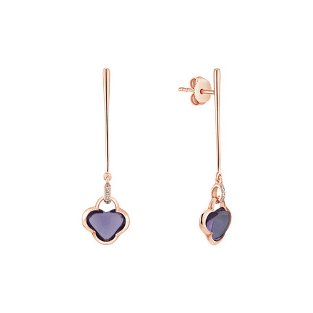 Diamond earrings with Amethyst Beautiful Oksana