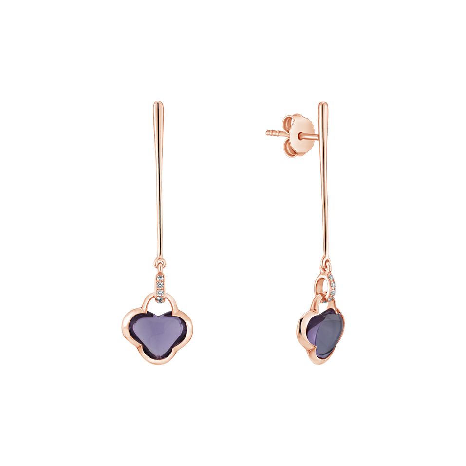 Diamond earrings with Amethyst Beautiful Oksana