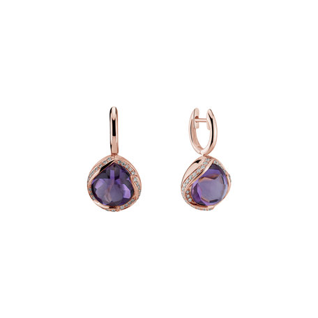 Diamond earrings with Amethyst Ambretta