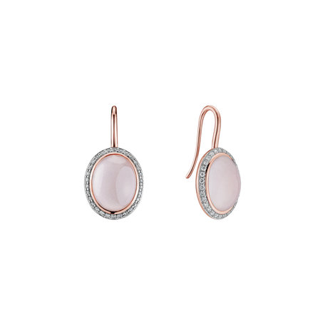Diamond earrings with Rose Quartz Zahara