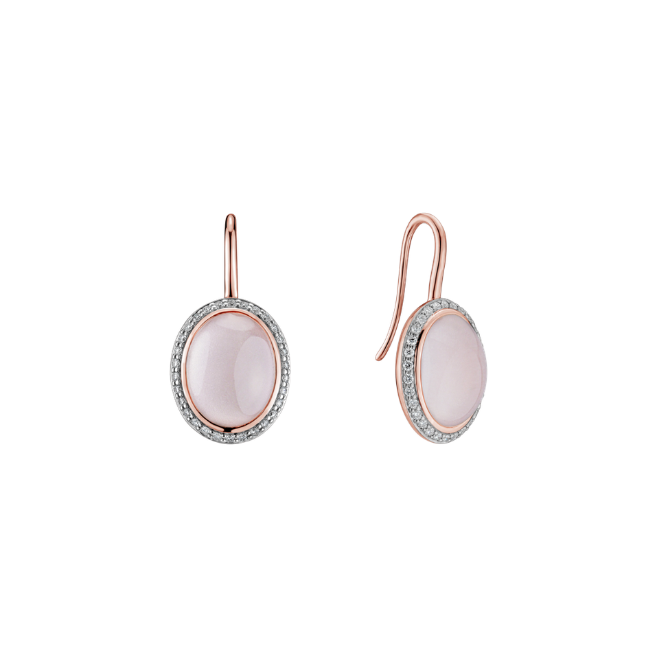 Diamond earrings with Rose Quartz Zahara