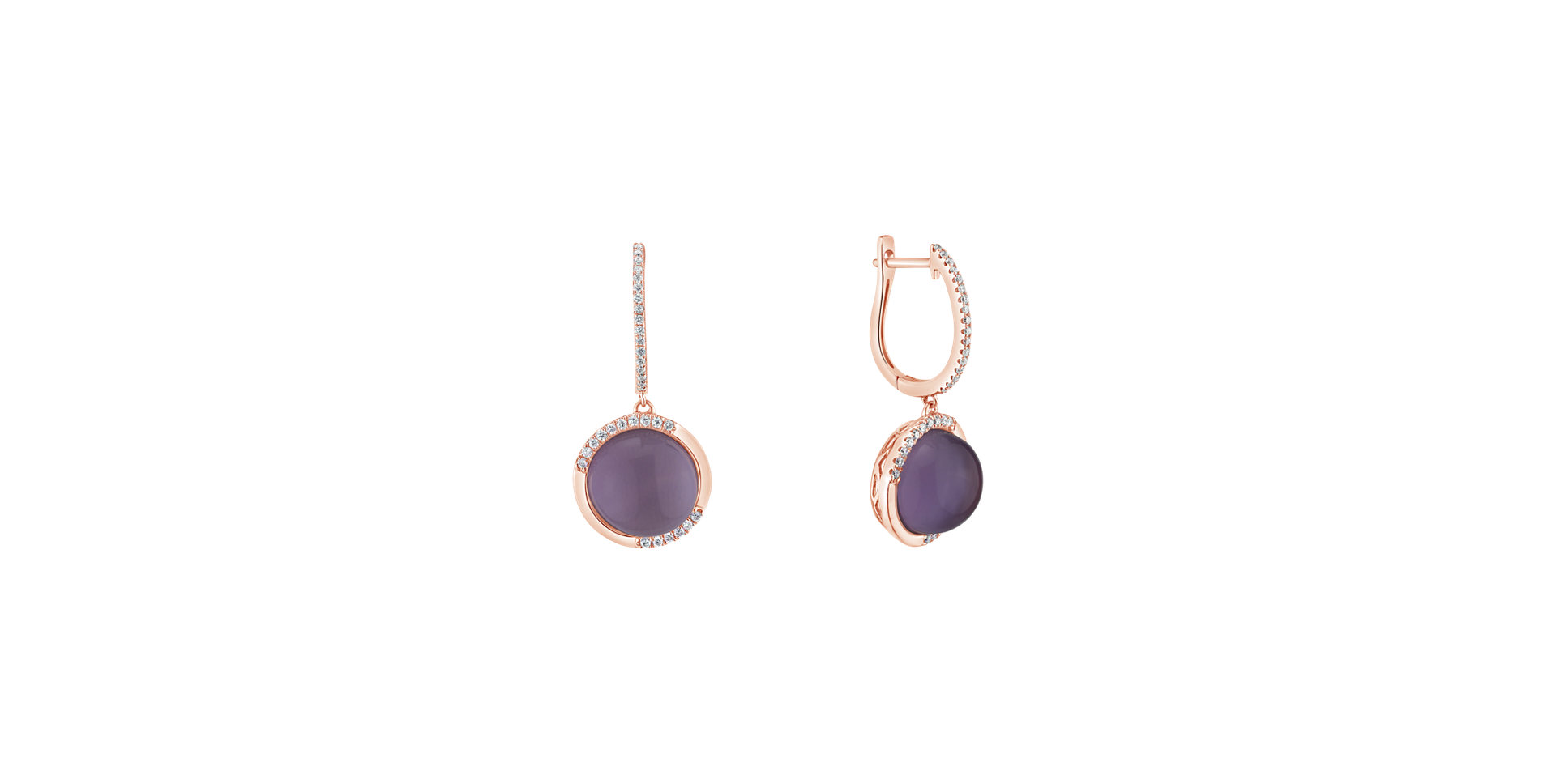 Diamond earrings with Amethyst and Mother of Pearl Aesthetic Pearl