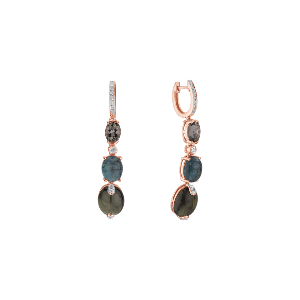 Diamond earrings and Tourmalíne Caesarean Courier