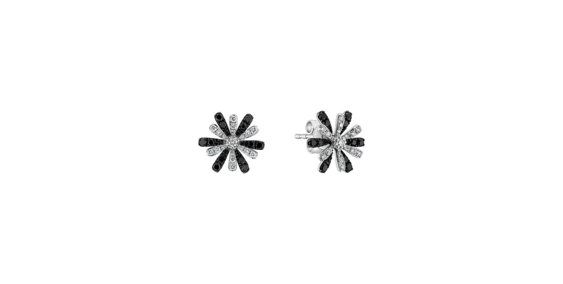 Earrings with black and white diamonds Blooming Grace