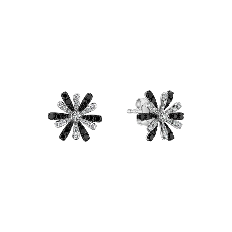 Earrings with black and white diamonds Blooming Grace