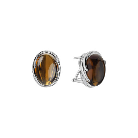 Diamond earrings with Quartz Mystic Blossom