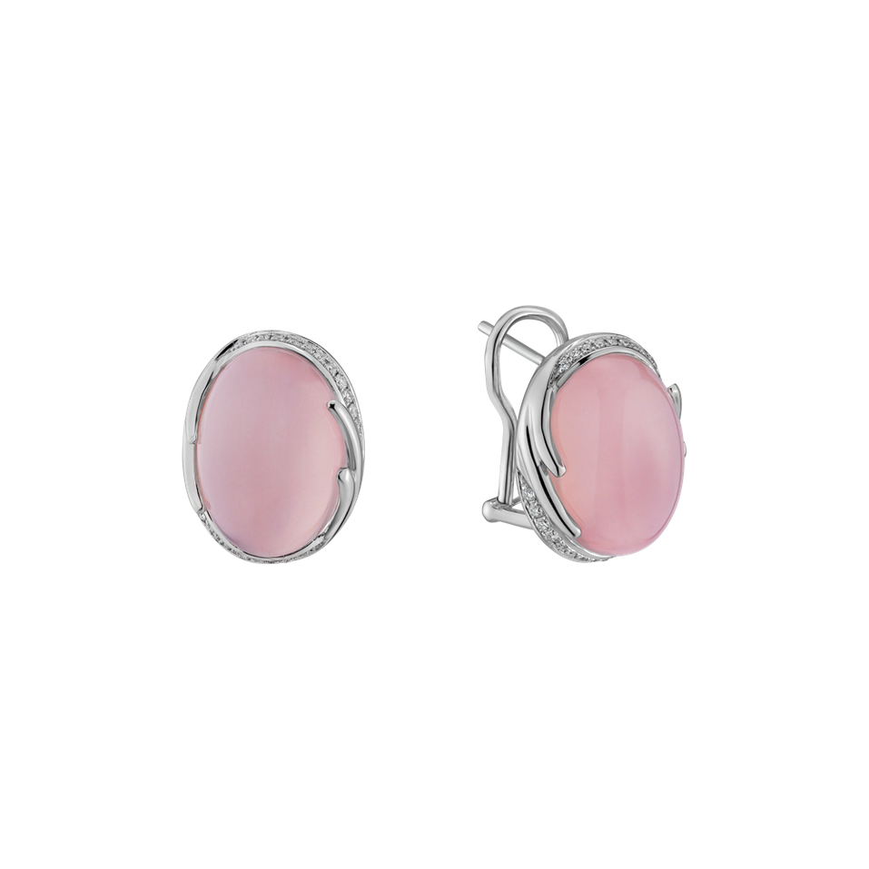 Diamond earrings with Rose Quartz Mystic Blossom