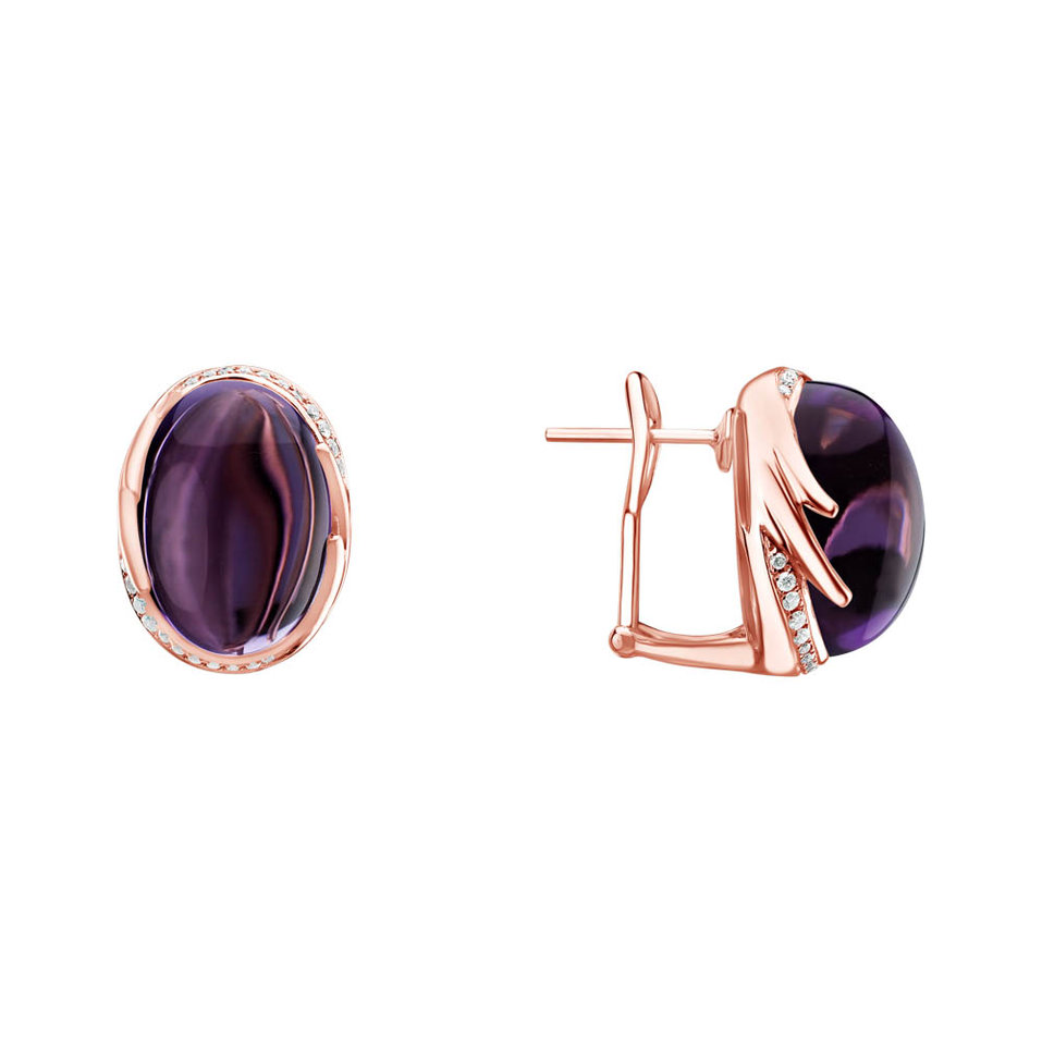 Diamond earrings with Amethyst Mystic Blossom