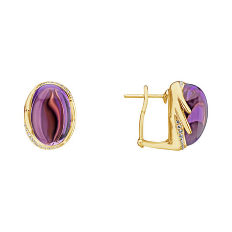 Diamond earrings with Amethyst Mystic Blossom