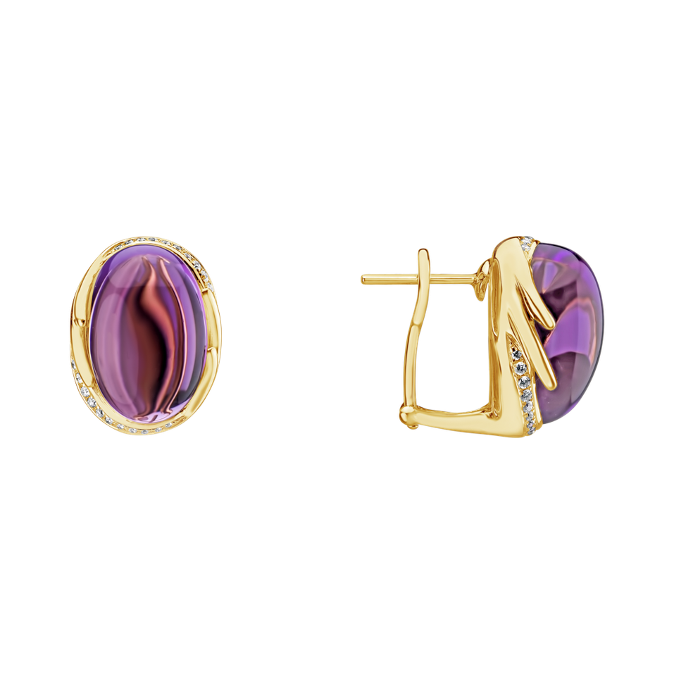 Diamond earrings with Amethyst Mystic Blossom