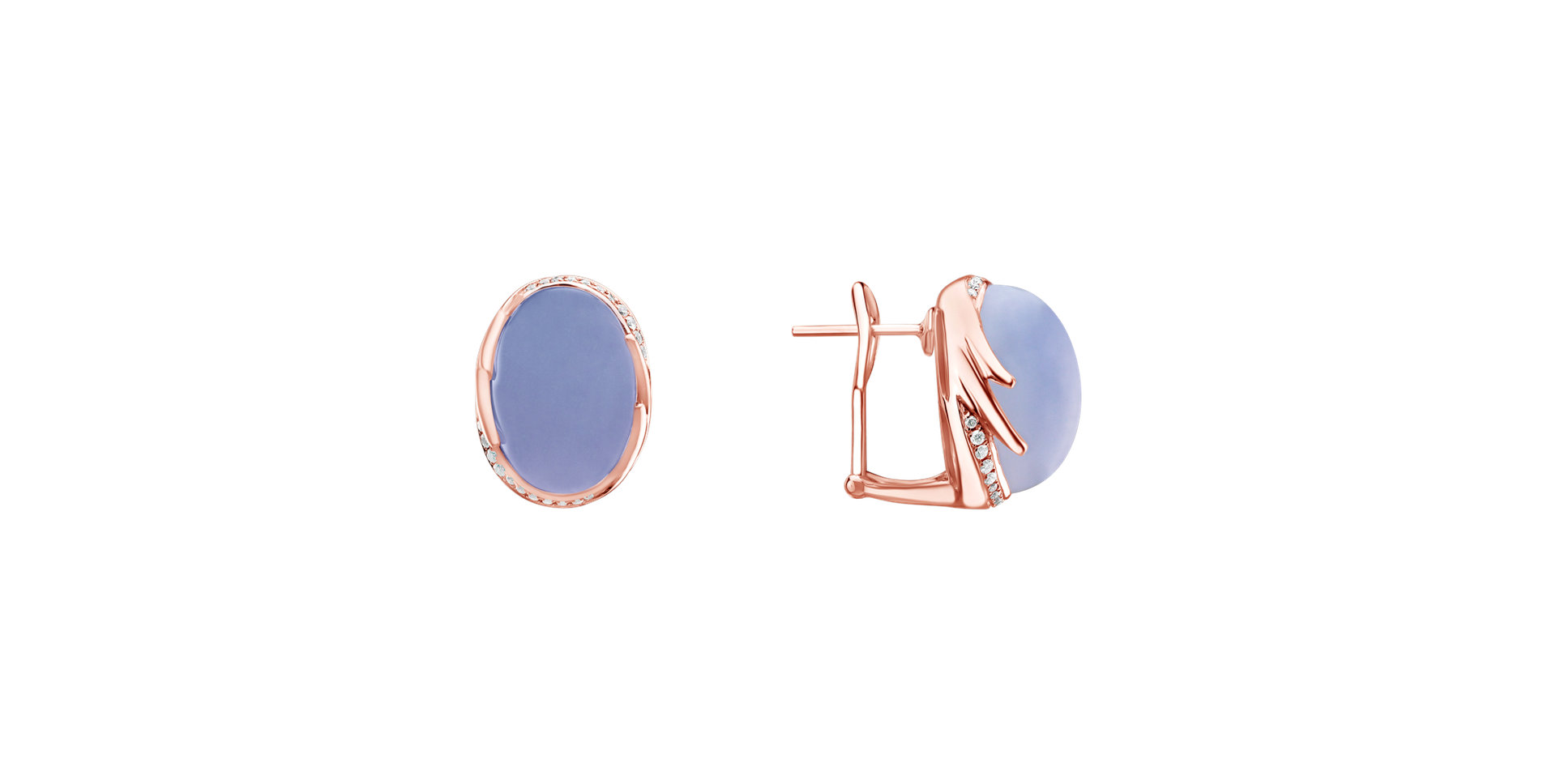 Diamond earrings with Chalcedony Mystic Blossom
