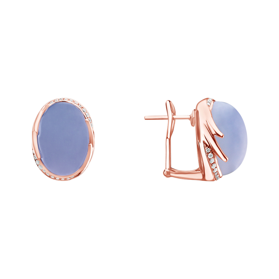 Diamond earrings with Chalcedony Mystic Blossom