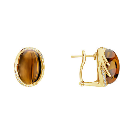 Diamond earrings with Quartz Mystic Blossom