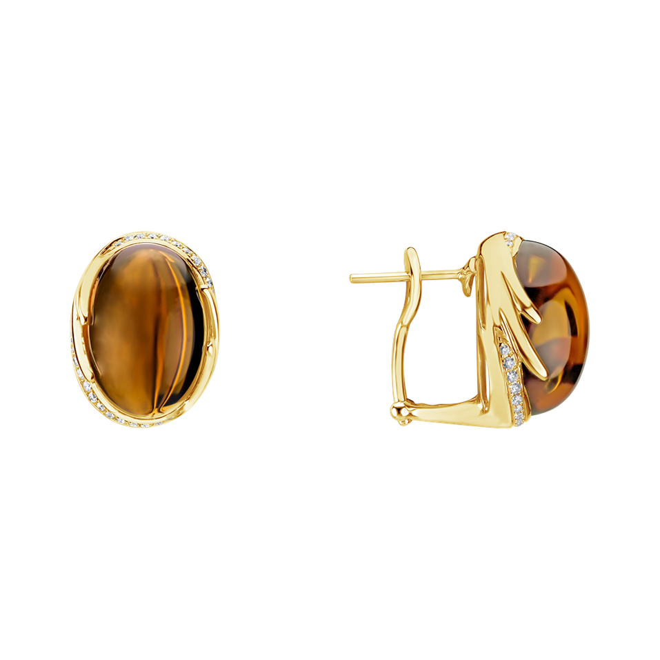 Diamond earrings with Quartz Mystic Blossom