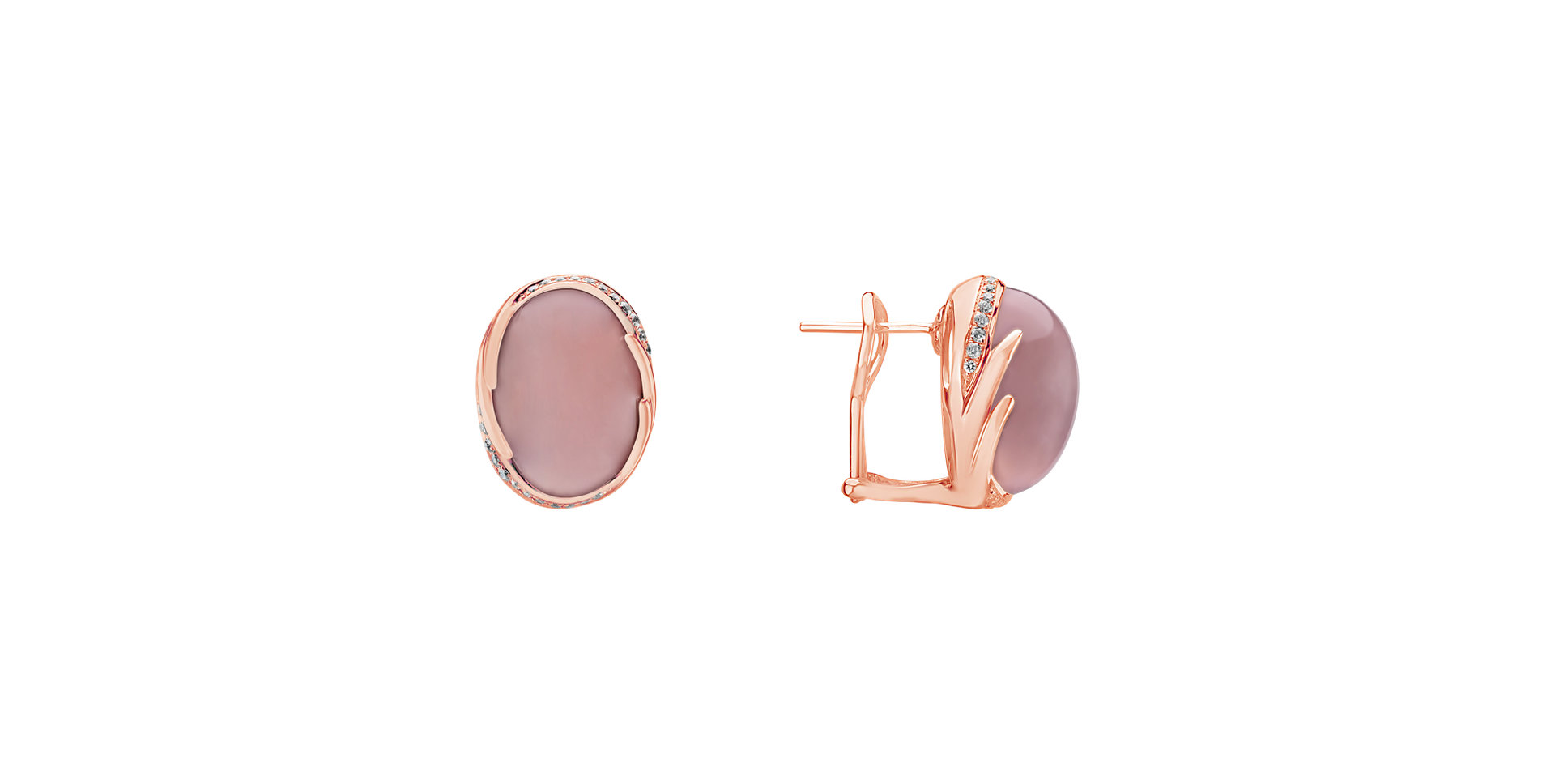 Diamond earrings with Rose Quartz Mystic Blossom