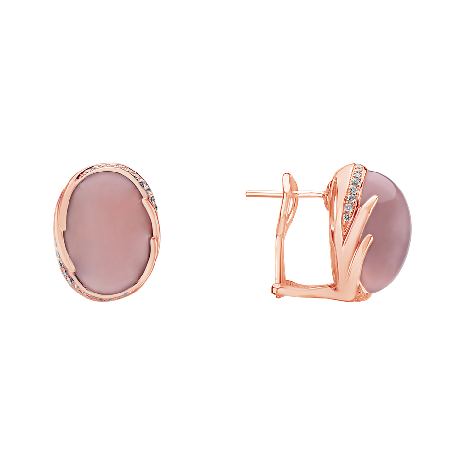 Diamond earrings with Rose Quartz Mystic Blossom
