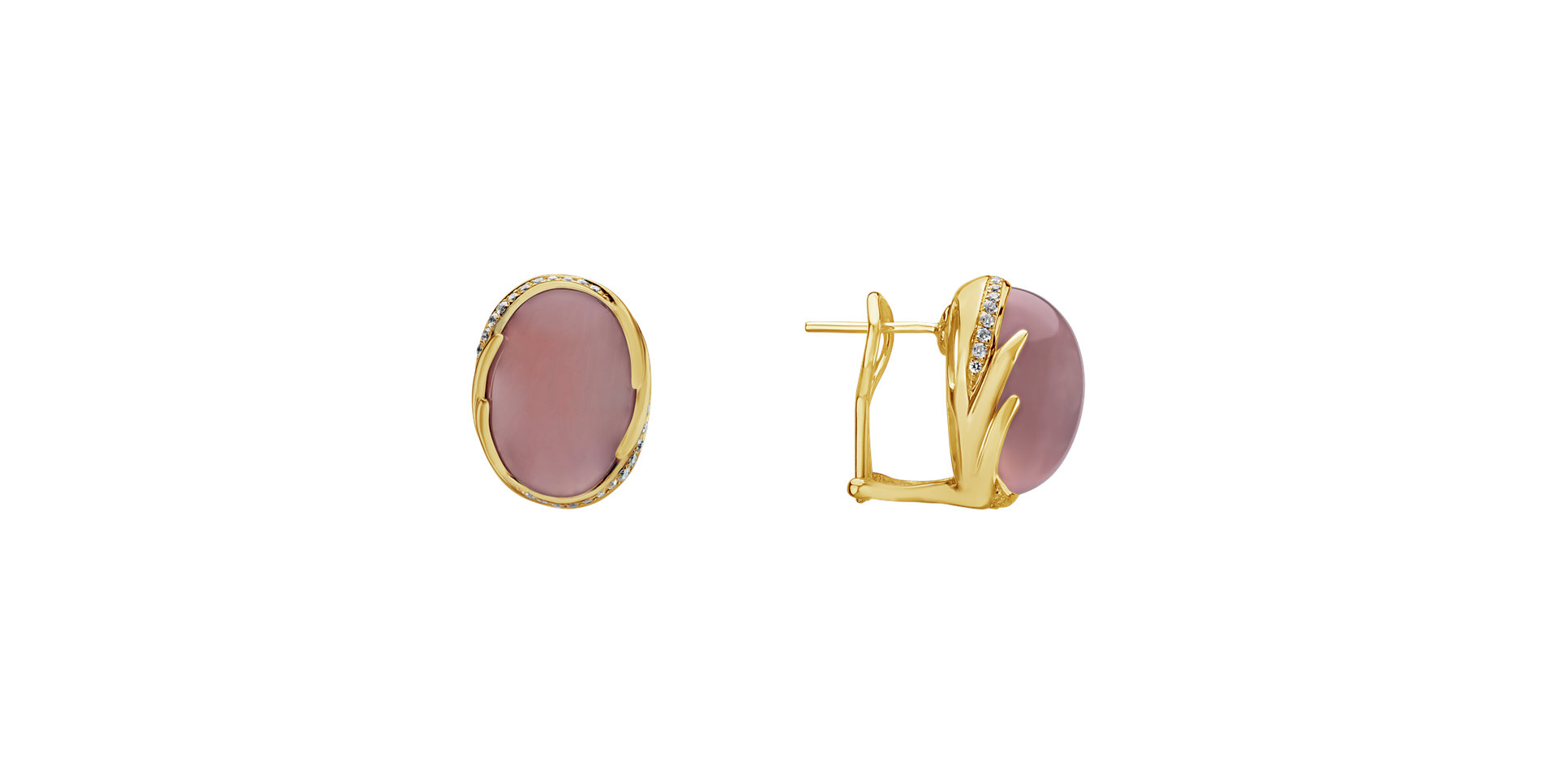 Diamond earrings with Rose Quartz Mystic Blossom