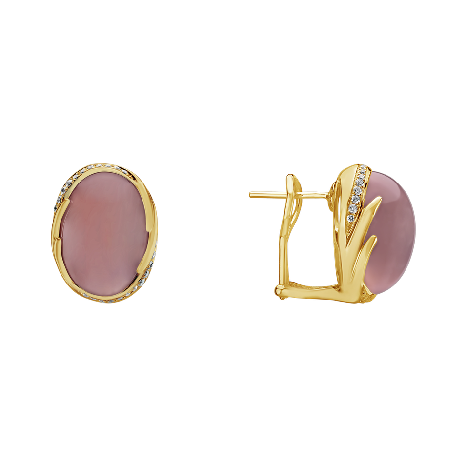 Diamond earrings with Rose Quartz Mystic Blossom