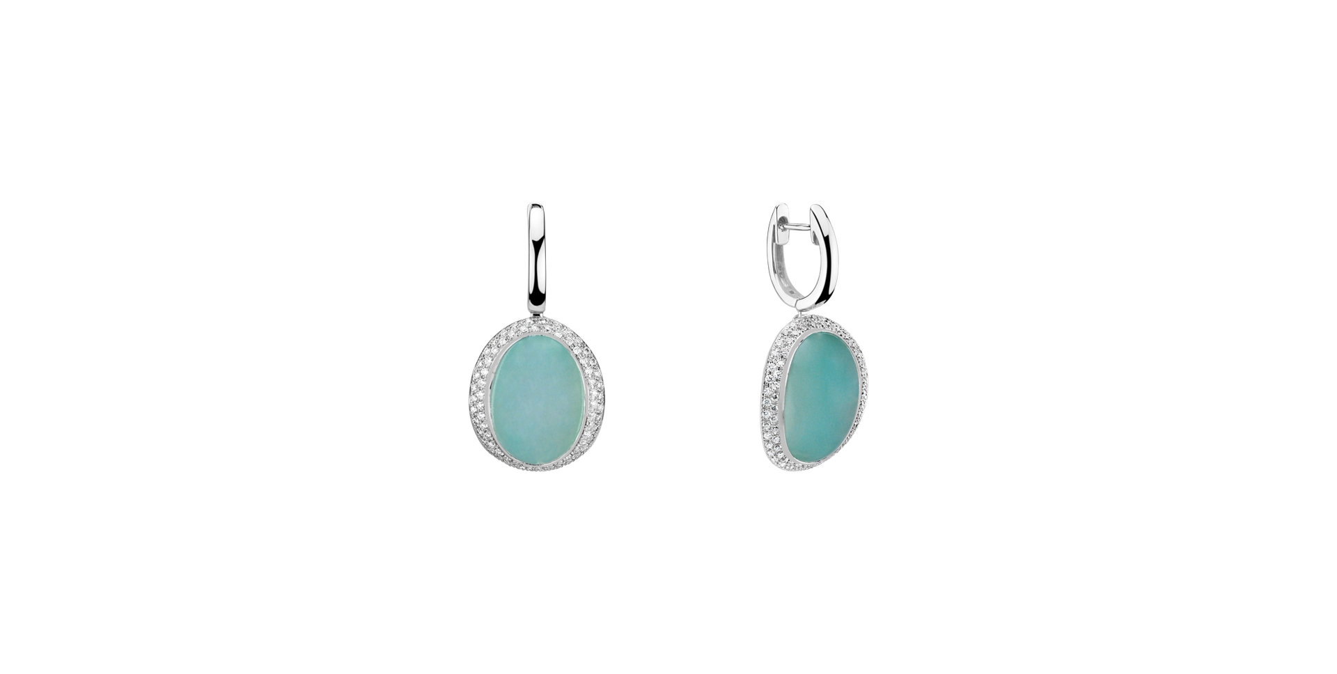 Diamond earrings with Chalcedony Rainbow Drop