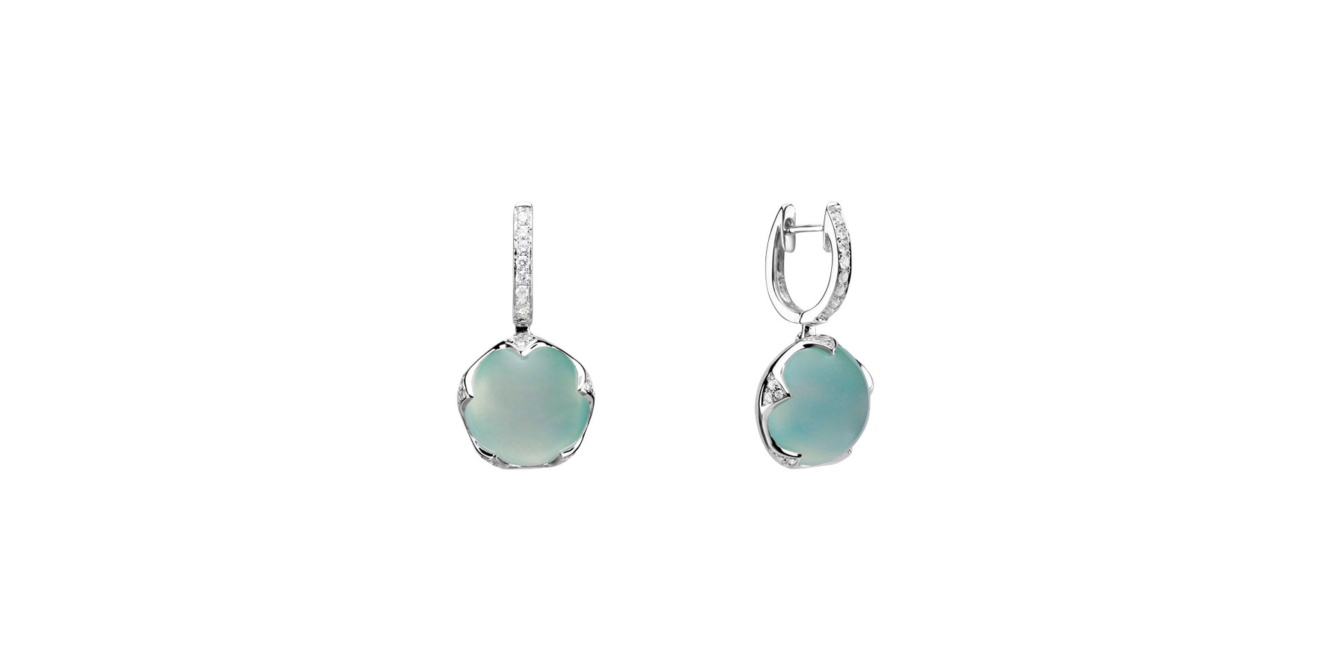Diamond earrings with Chalcedony Vivid Blossom