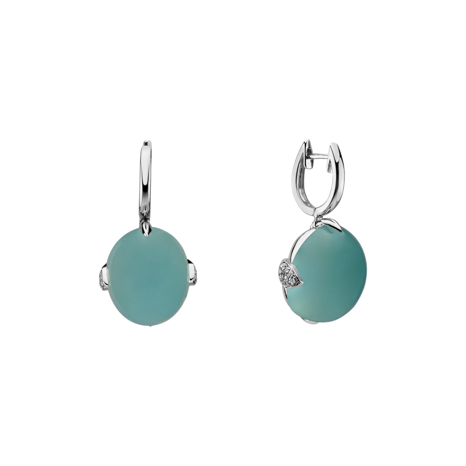 Diamond earrings with Chalcedony Shining Grace