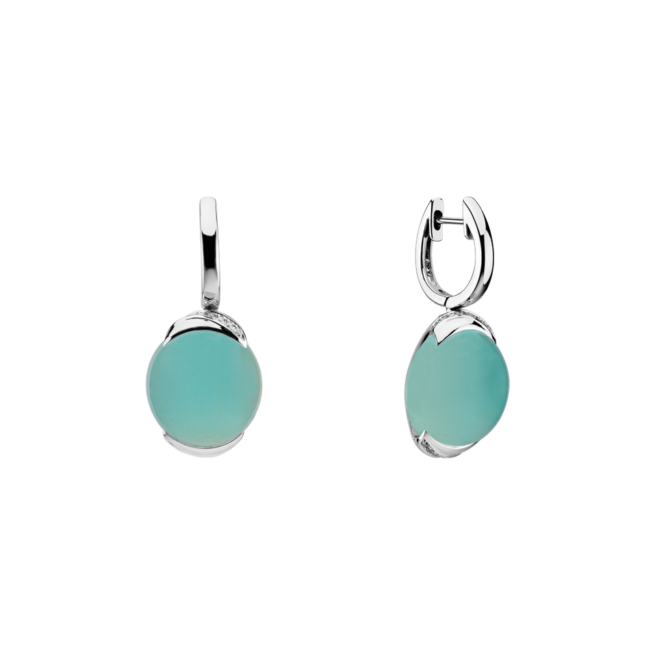 Diamond earrings with Chalcedony Bubble Blossom