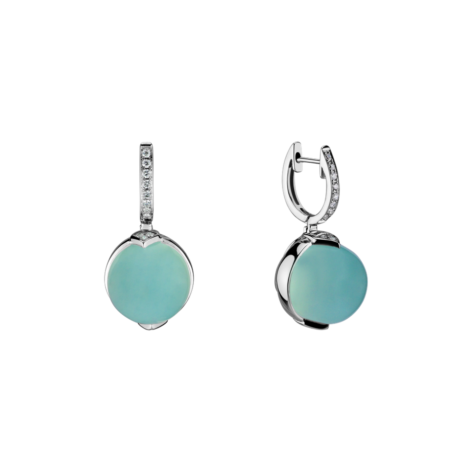 Diamond earrings with Chalcedony Fairy Blossom