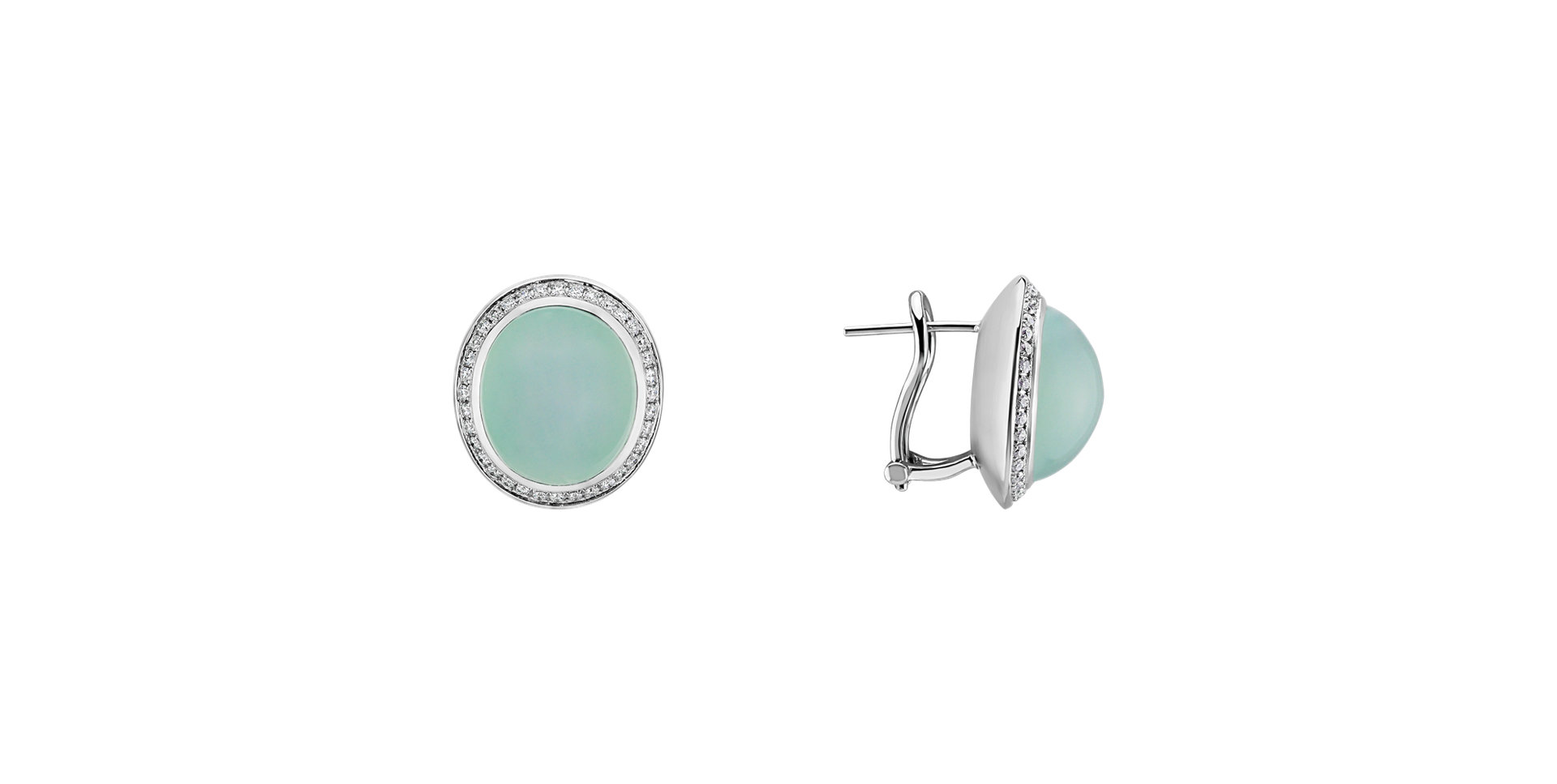 Diamond earrings with Chalcedony Shiny Blossom