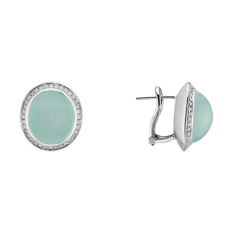 Diamond earrings with Chalcedony Shiny Blossom