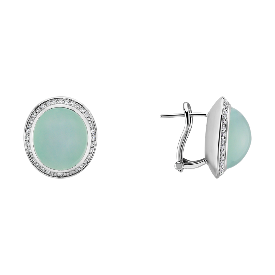Diamond earrings with Chalcedony Shiny Blossom