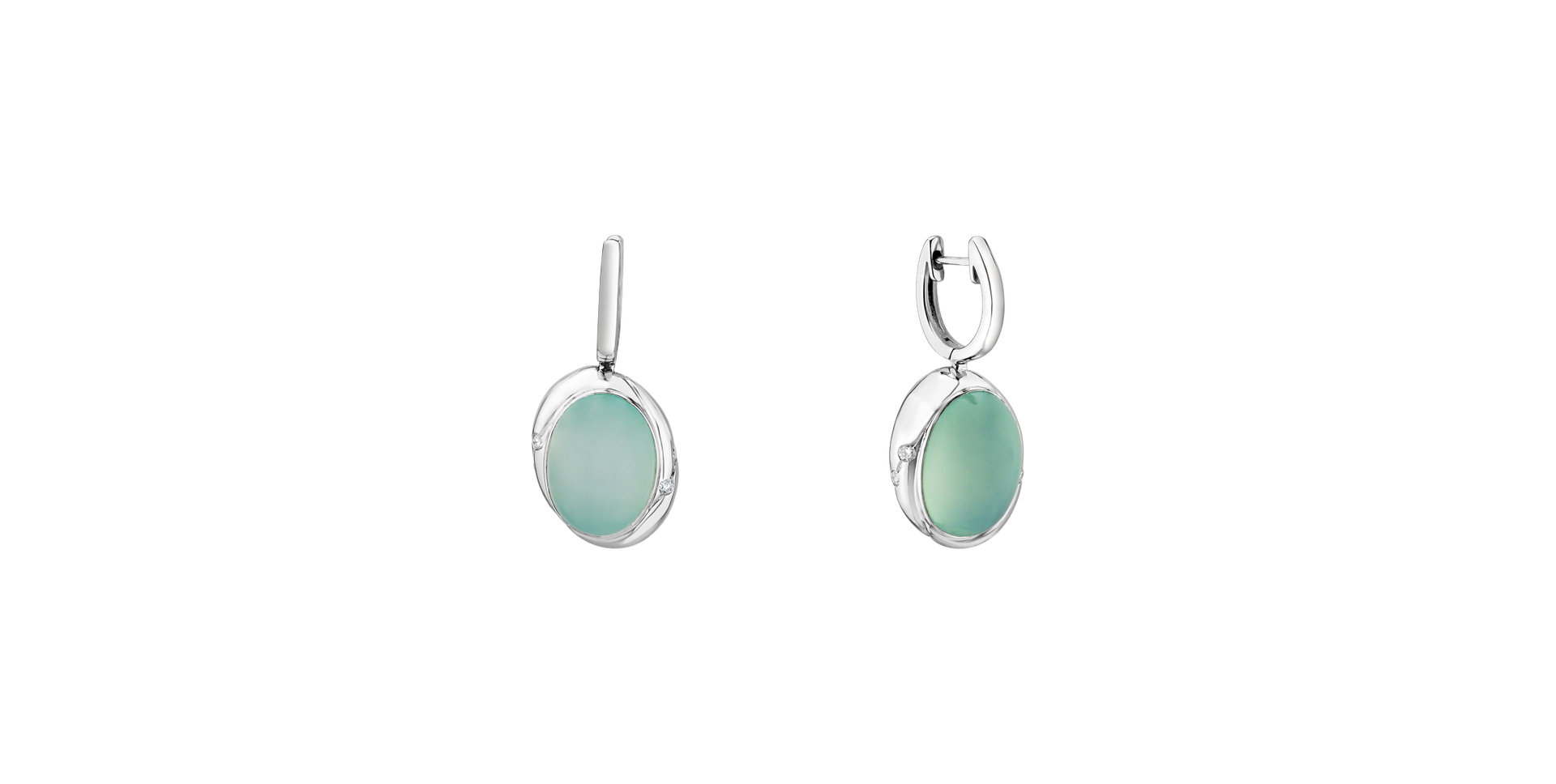 Diamond earrings with Chalcedony Gem Spirit