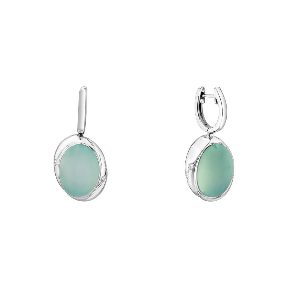 Diamond earrings with Chalcedony Gem Spirit
