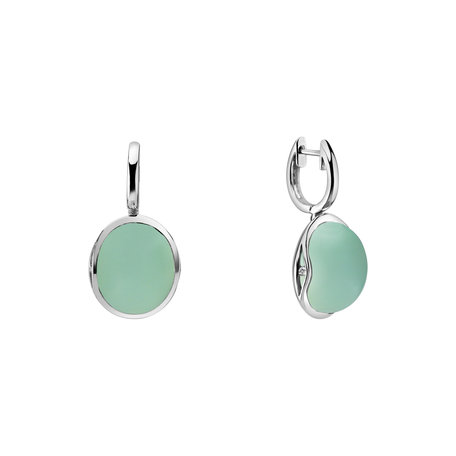 Diamond earrings with Chalcedony Fairytale Drop