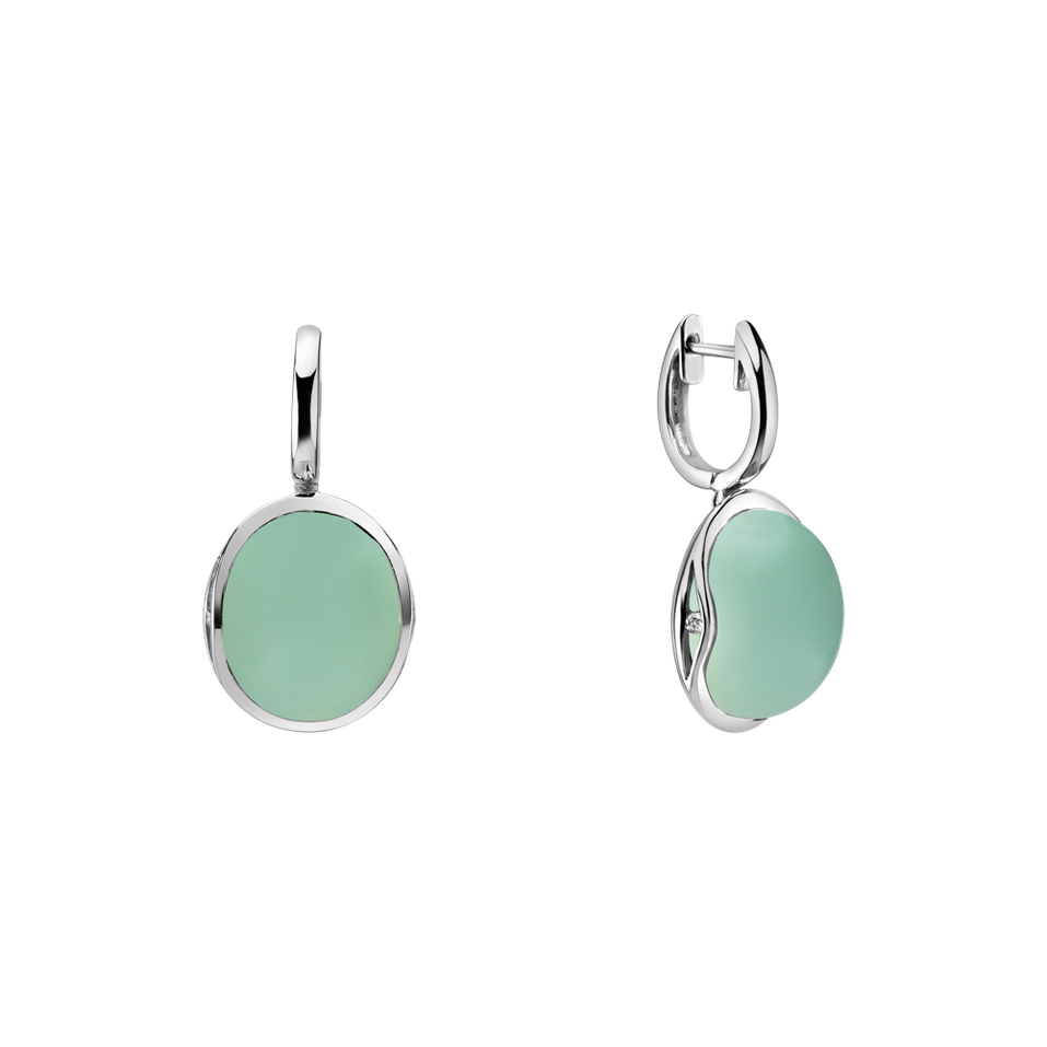 Diamond earrings with Chalcedony Fairytale Drop