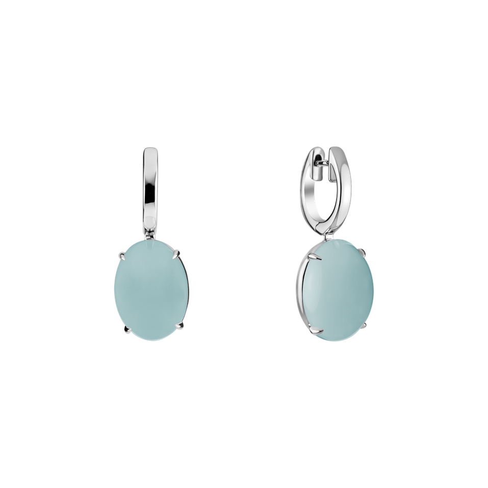 Earrings with Chalcedony Blossom Gem