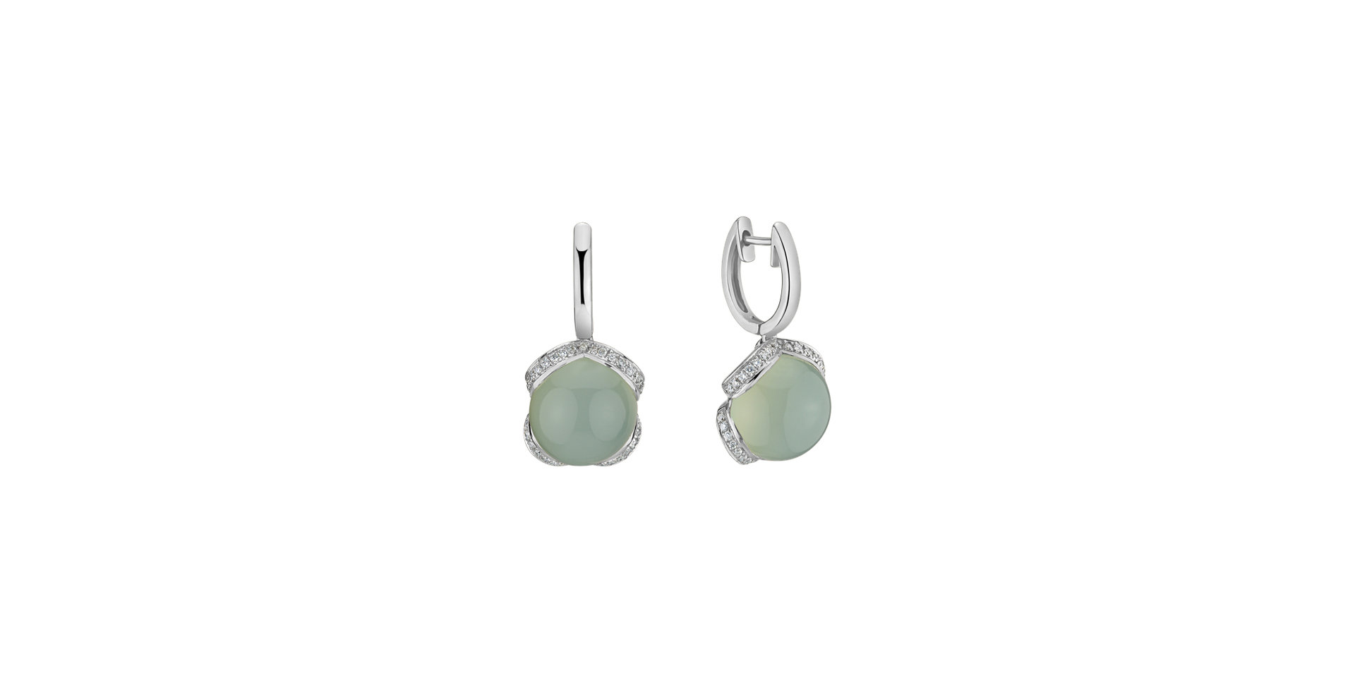 Diamond earrings with Chalcedony Rainbow Wish