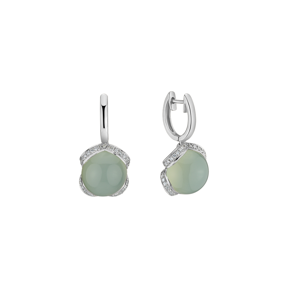 Diamond earrings with Chalcedony Rainbow Wish