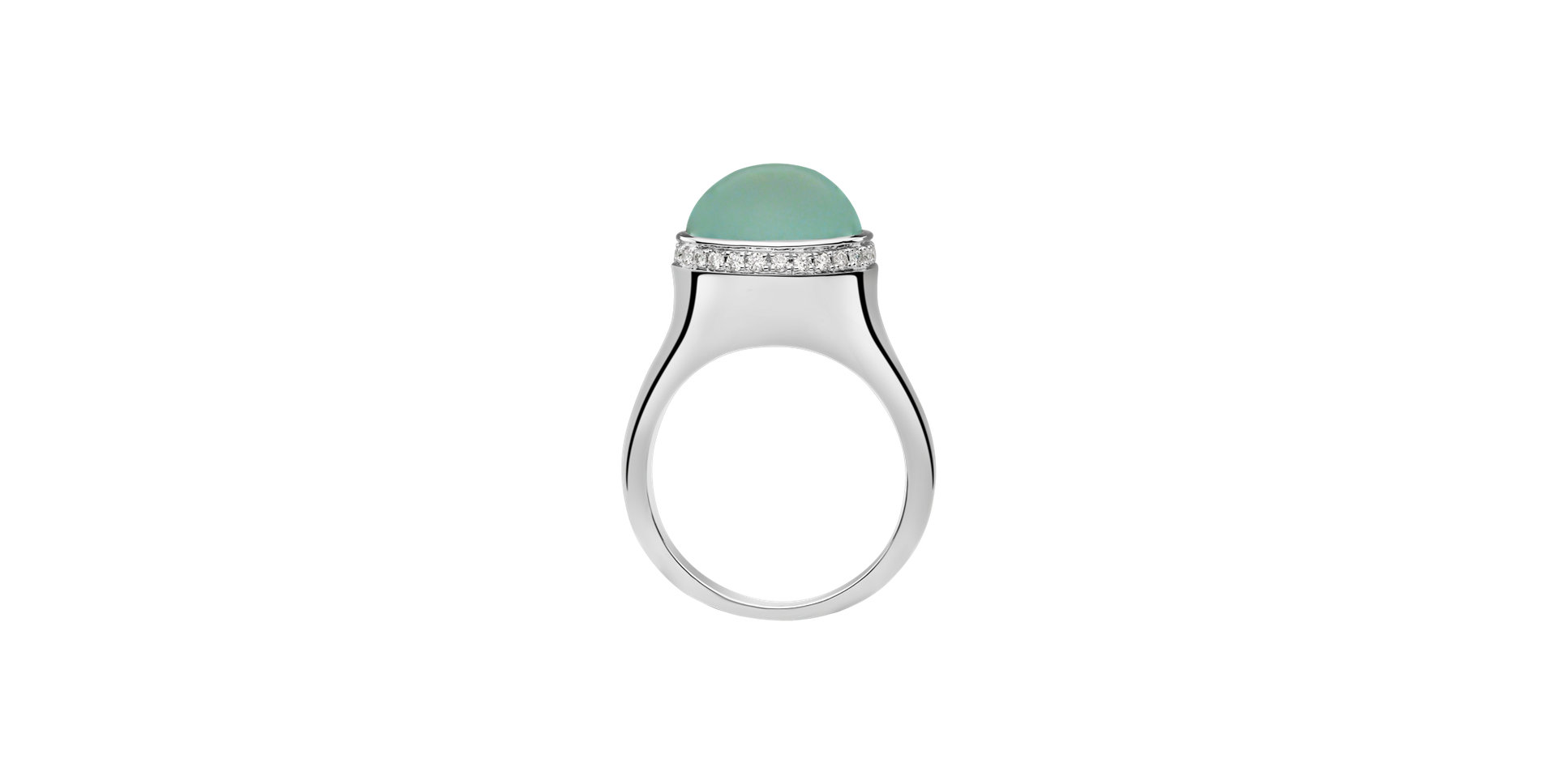 Diamond ring with Chalcedony Mellow Blossom