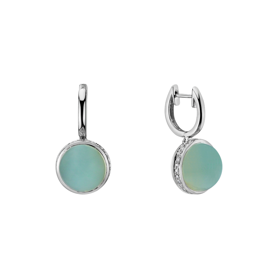 Diamond earrings with Chalcedony Mellow Blossom