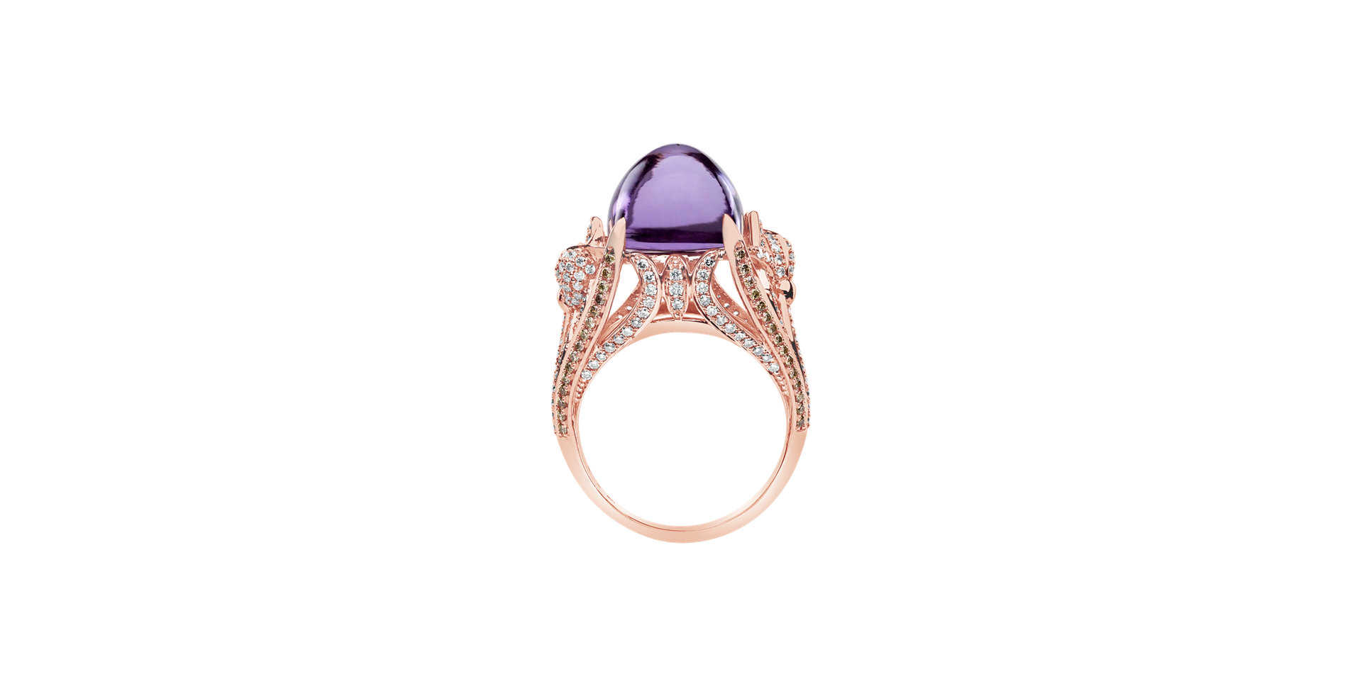 Ring with Amethyst, brown and white diamonds Fascinating Ladyship