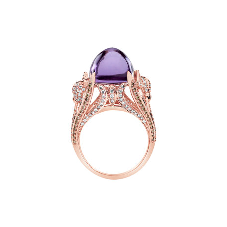 Ring with Amethyst, brown and white diamonds Fascinating Ladyship