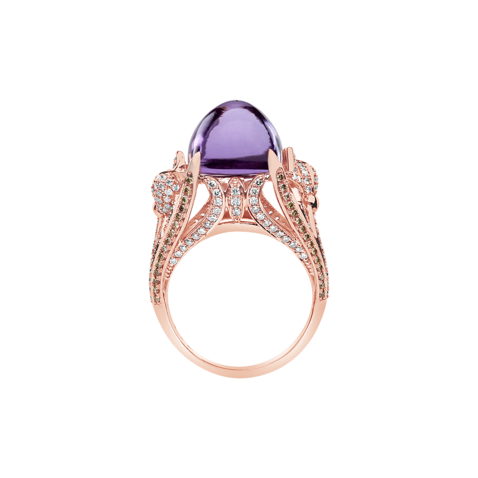 Ring with Amethyst, brown and white diamonds Fascinating Ladyship