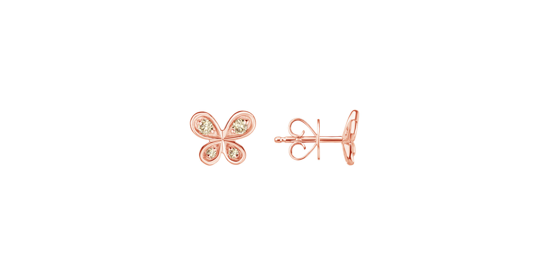 Earrings with brown diamonds Butterfly