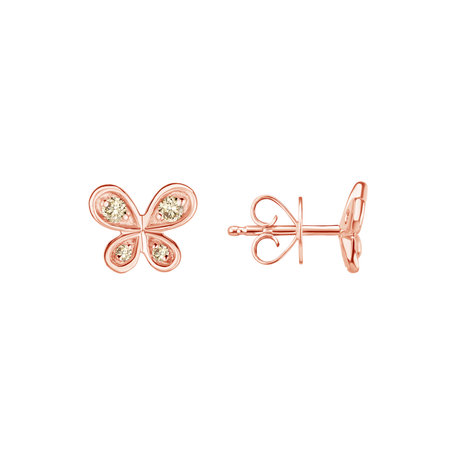 Earrings with brown diamonds Butterfly