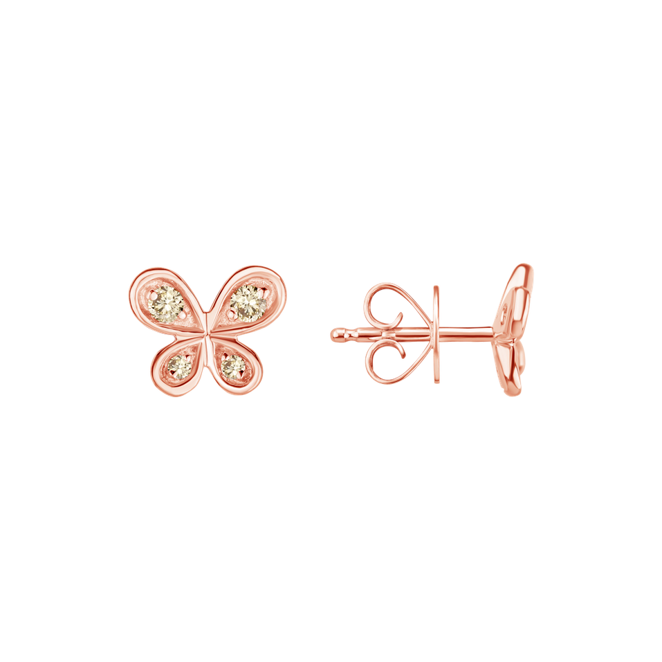Earrings with brown diamonds Butterfly