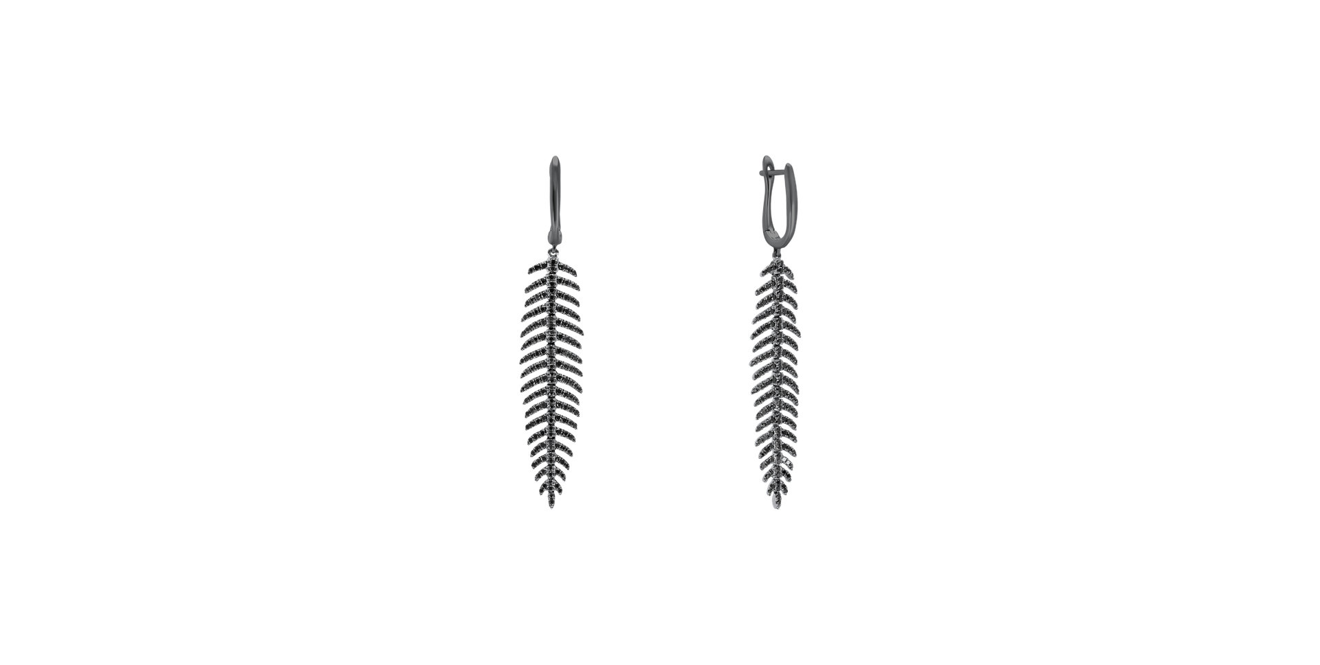 Earrings with black diamonds Galaxy Feather